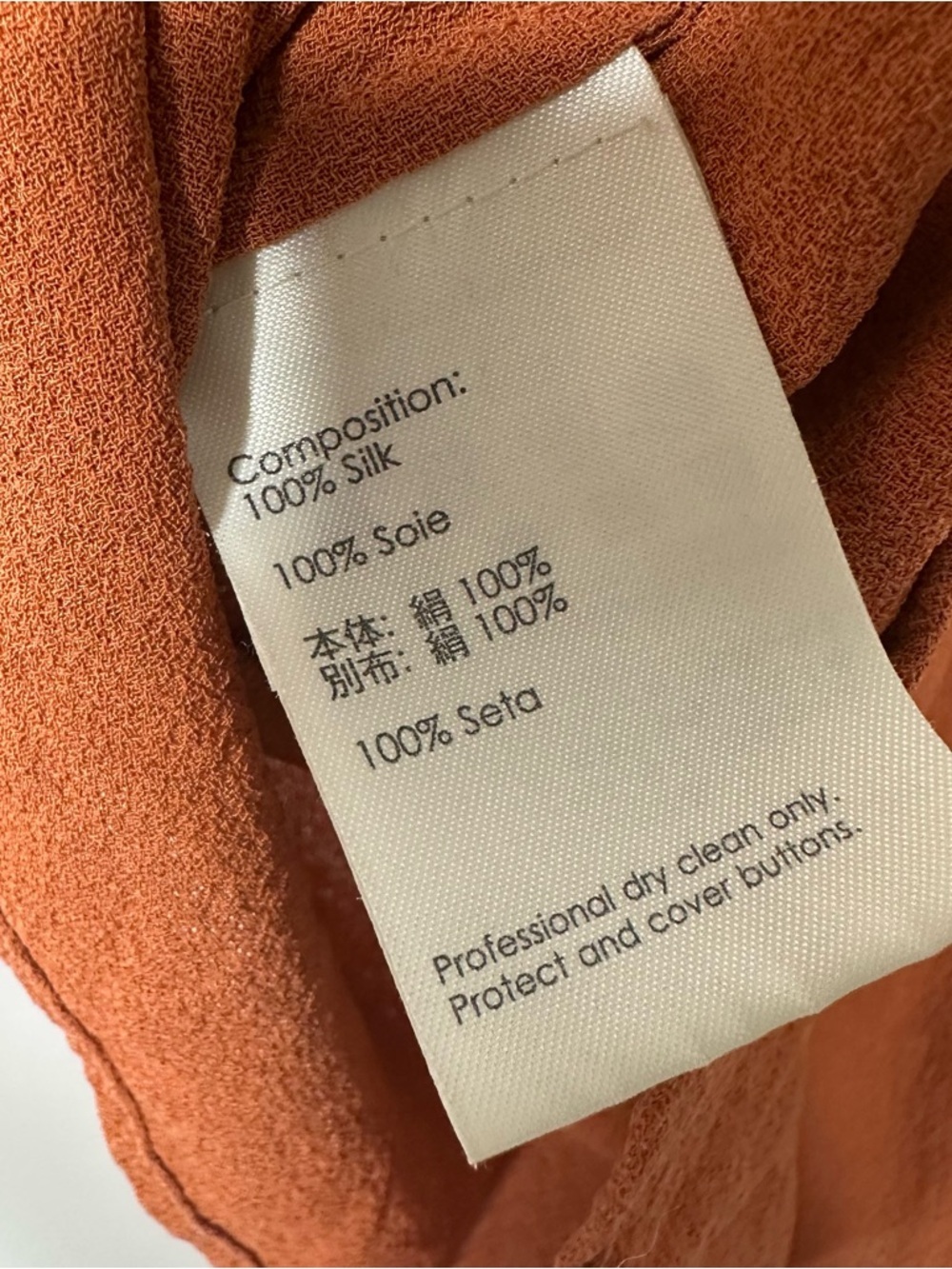 3.1 Phillip Lim Burnt Orange 100% Silk Ruffle Front Blouse Size 4 - Picture 8 of 8